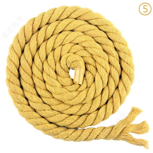 Linghhang - 8mm x 65.5ft 3 Strand Braided Cotton Rope for Craft Knitting Yarn (05 Yellow)