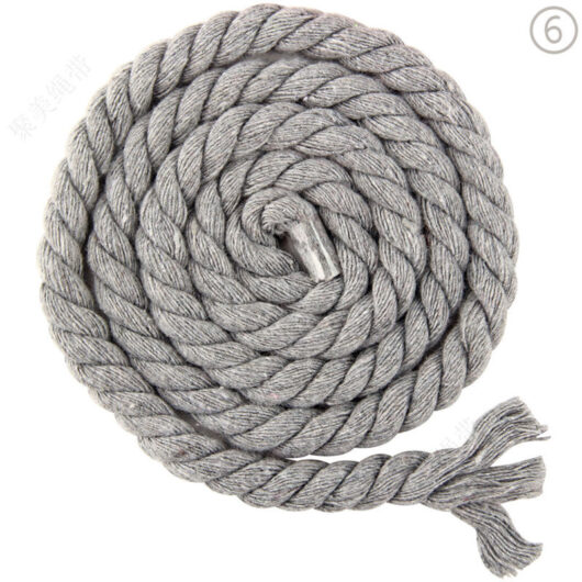 Linghhang - 8mm x 65.5ft 3 Strand Braided Cotton Rope for Craft Knitting Yarn (06 Grey)