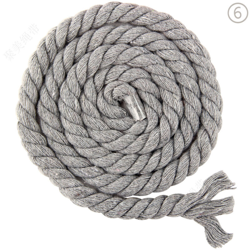 Linghhang - 8mm x 65.5ft 3 Strand Braided Cotton Rope for Craft Knitting Yarn (06 Grey)