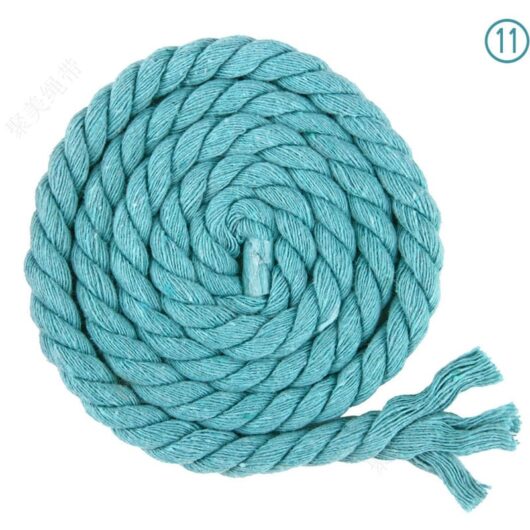 Linghhang - 8mm x 65.5ft 3 Strand Braided Cotton Rope for Craft Knitting Yarn (11 Light Blue)