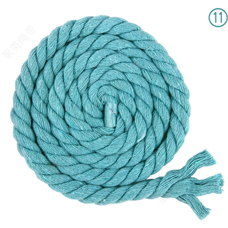 Linghhang - 8mm x 65.5ft 3 Strand Braided Cotton Rope for Craft Knitting Yarn (11 Light Blue)