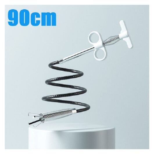 Linghhang - 90cm White Snake Shape Sewer Pipe Dredge Four-claw Spring Dredge Tool Kitchen Bathroom Sink Drainage