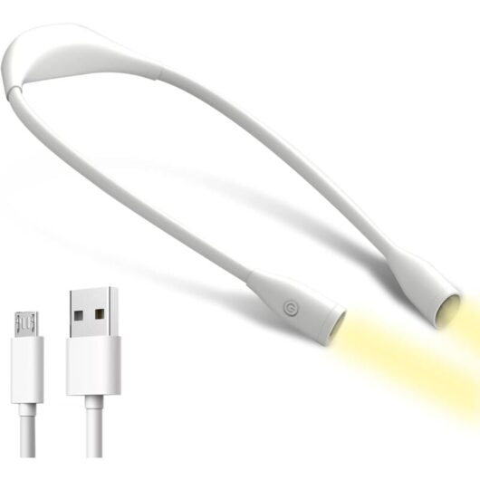 Neck Reading Light Book Light Rechargeable led Work Light 3 Colors Adjustable Arm Neck Lamp for Reading, Knitting, Sewing, Camping, Jogging, usb