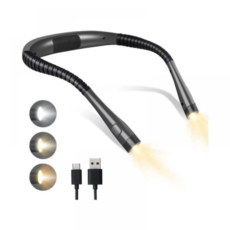 Rechargeable Neck Reading Light, Bedside Reading Lamp, 6 Brightness Levels, Bendable Arms, Long Lifespan, Perfect for Reading, Knitting, Repairing