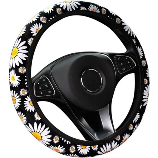 Tinor - Car Steering Wheel Cover Cute Daisy Flower Car Interior Decoration Knitted Steering Wheel Cover Universal Car Accessories Wheel Cover without