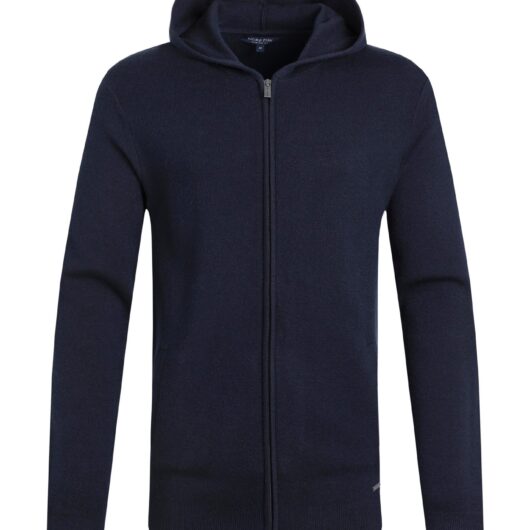 Weird Fish Samuel Knitted Full Zip Hooded Jumper Navy Size 2XL