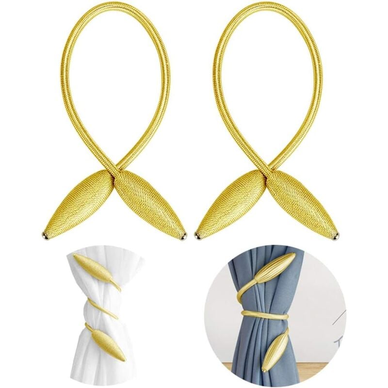 Aougo - 2 Pack Curtain Tiebacks Clip Rope Tiebacks Knitting Braiding Curtain Buckle Natural and Simple Style Curtain Tiebacks Decoration for Living