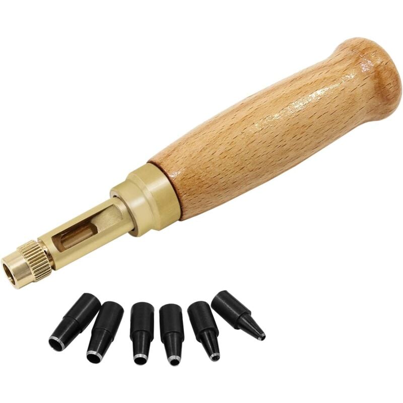 Automotive Leather Screw Hole Punch 6 Tips Sizes 1.5-4mm Replaceable Hole Punch for Sewing Leather and Paper
