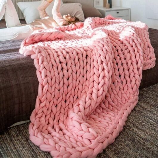 CCYKXA (80X100,Pink)Chunky Knit Blanket Chunky Knit Blanket Chunky Knit Blanket Handwoven Coarse Wool Sofa Blanket Chunky Knit Wool Blanket