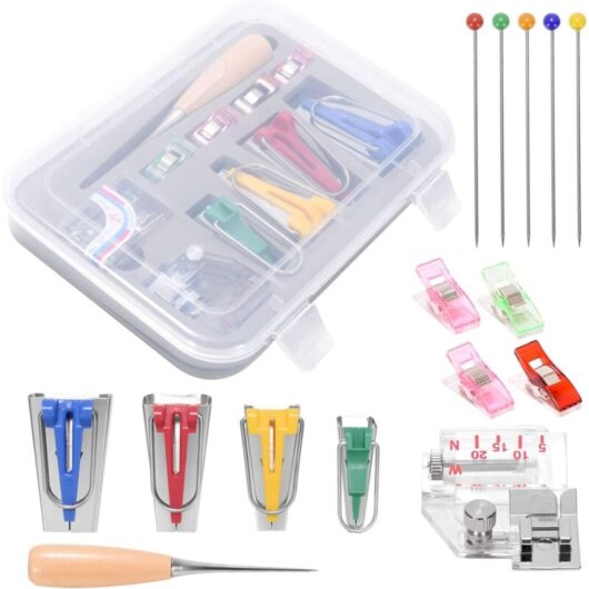 Ccykxa - Bias Binding Machines Sewing Accessories Tape Maker Kit 6mm 12mm 18mm 25mm diy Sewing Tool Fabric Bias Binding with Pin Sewing Awl Feet