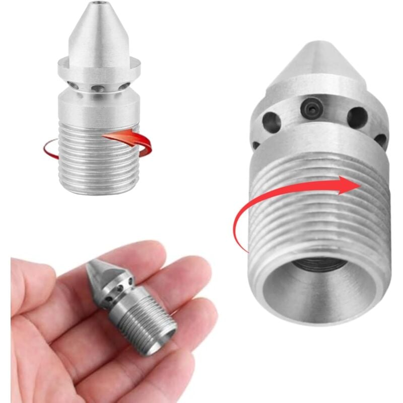 Ccykxa - Sewer Jetter Nozzle, 3/8' Stainless Steel Pipe Cleaning Nozzle, High Pressure Cleaning Machine Accessories, Pressure Sewer Cleaning Pipe