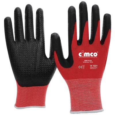 Cimco Grip Flex schwarz/rot 141229 Cardigan Protective glove Size (gloves): 8, M EN 388 1 Pair