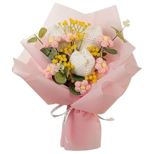 Linghhang - 1PCS (30x35cm)Generic Crochet Flower Bouquet Tulips Knitted Flowers Artificial Flowers for Mother's Day, Wedding, Party, Home Decor