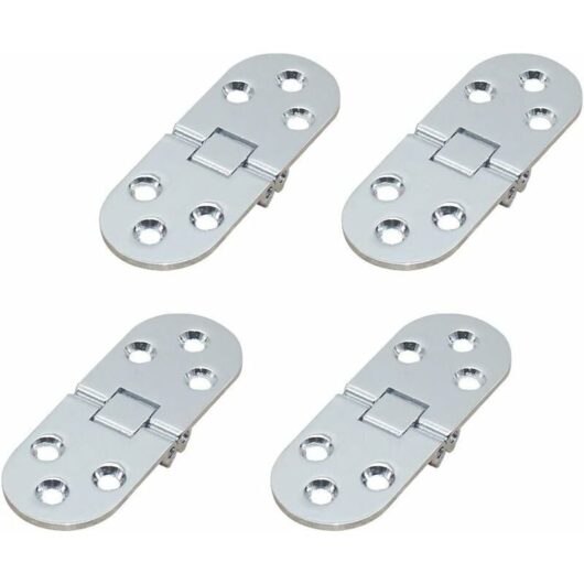 Linghhang - 4Pcs Folding Table Hinge, Flat Door Folding Cabinet Hinge, Zinc Metal Round Edge Sewing Machine, Folding Table Furniture Flip Shelf Hinge