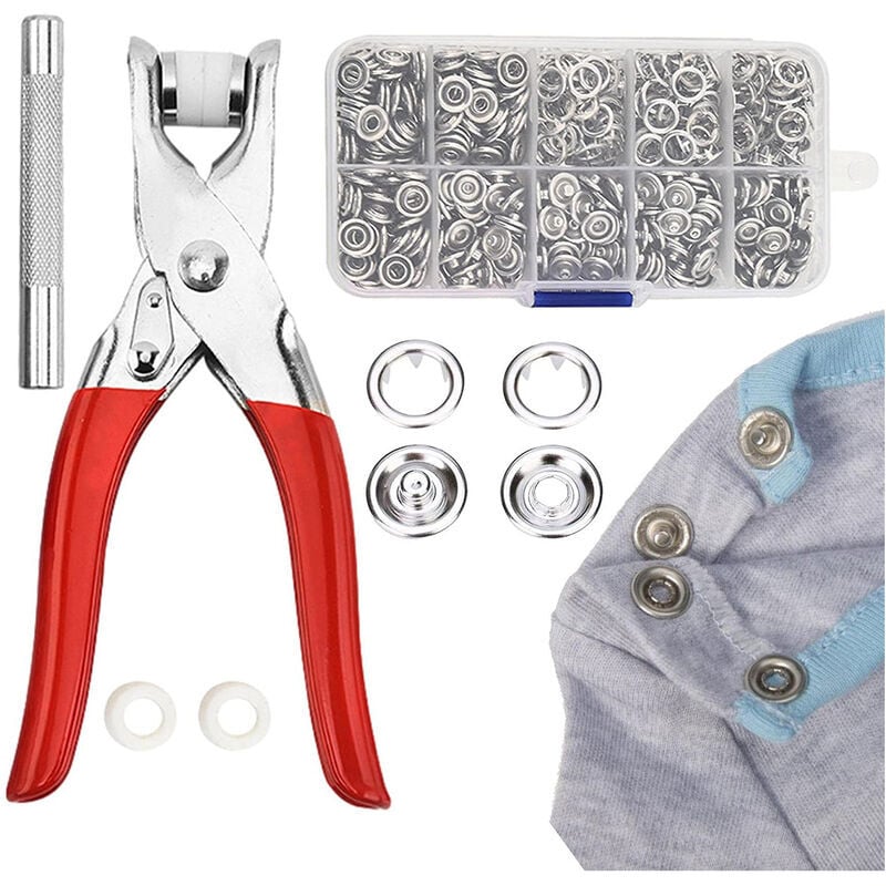 Linghhang - Thickened Metal Snap Button Kit with 150Pcs 9.5mm Buttons Pliers Tool for Clothing Installation Bag Sewing Accessories