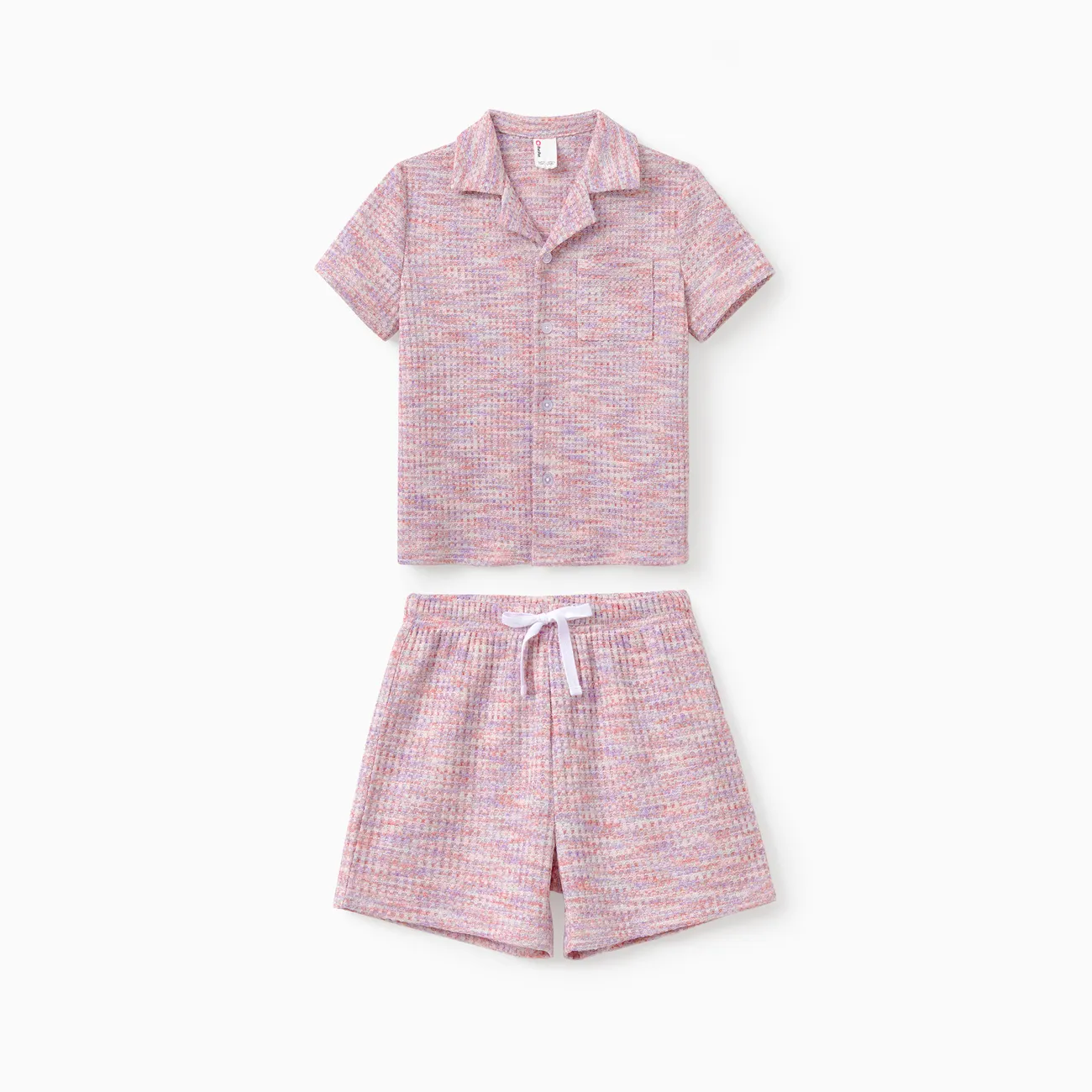 Matching Family Outfits - Knit Textured 2-Piece Crop Top & Midi Skirt Co-ord Set for Women, Short Sleeve Button-Down Shirt for Men, Kids' Shirt & Shorts Set - Coordinated Summer Casual Wear