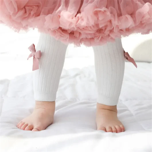 Baby / Toddler Girl Solid Knitted Bowknot Casual Leggings