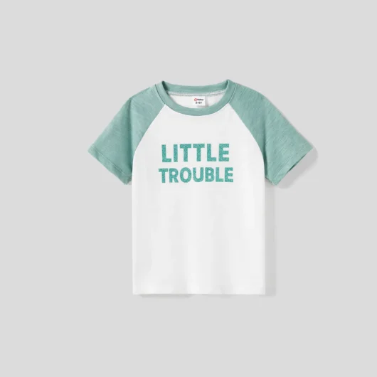Family Matching Fun Words Shiny Letter Raglan Sleeves Top