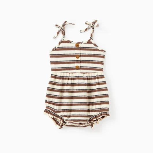Family Matching Striped Ribbed Knit Halter Sleeveless Bodycon Dress for Mommy and Me
