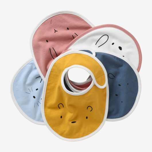 Pack of 5 Animal Bibs for Newborns light blue