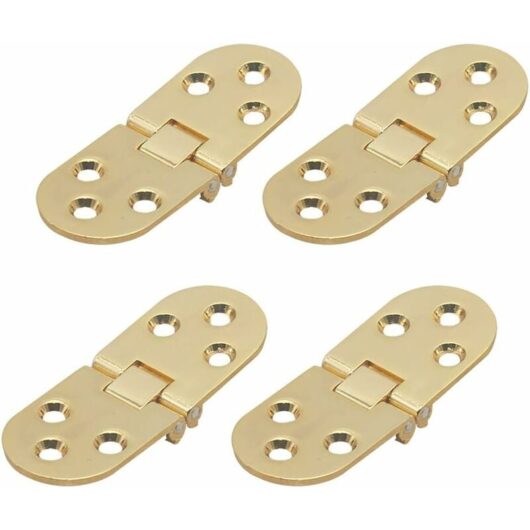 Tinor - 4Pcs Folding Table Hinges, Flat Foldable Cabinet Door Hinges, Zinc Metal Round Edge Sewing Machine Folding Table Furniture Flip Shelf Hinge,