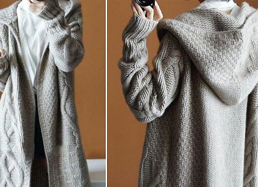 Long Knitted Hooded Cardigan - 3 Colours