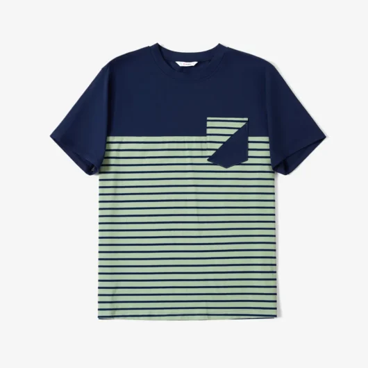 Family Matching Stripe Colorblock Tee and H-Line Side-Tie Dress Sets