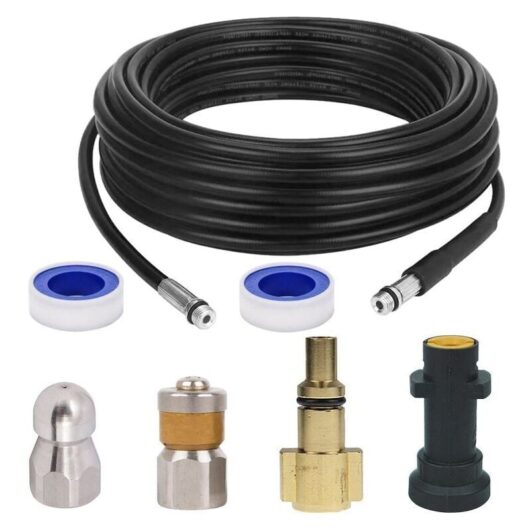 Pipe cleaner 15m for Karcher high pressure cleaner Professional drain cleaner Compatible K2-K7/HD/HDS 180Bar 60C° Ymyny