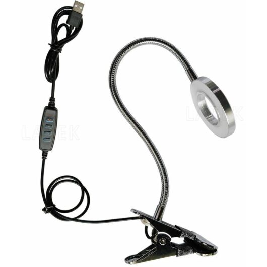 Desk lamp clamp lamp, home desk lamp, three-light reading lamp, headboard ring lamp clamp, crafts, computer, video call,Silver color