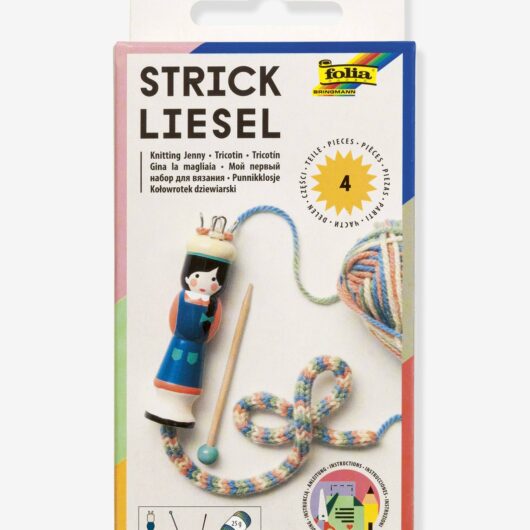 FOLIA Knitting Set with Wool, Knitting Needle & Embroidery Needle blue
