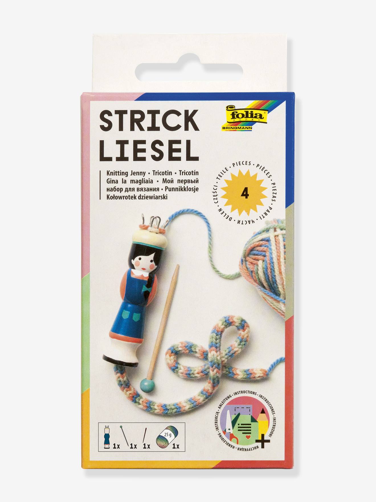 FOLIA Knitting Set with Wool, Knitting Needle & Embroidery Needle blue