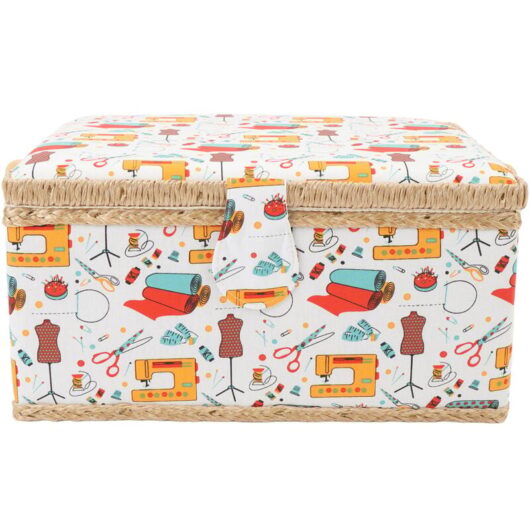 Groofoo - Sewing Basket Large Capacity Portable Sewing Storage Box with Detachable Plastic Tray