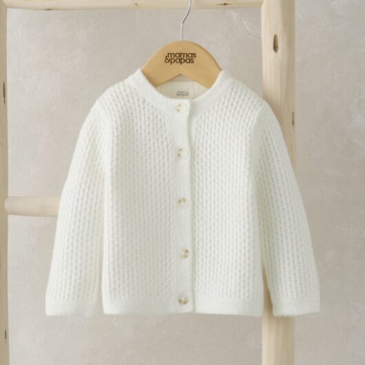 Mamas & Papas Knitted Cardigan (0-9 Mths) - NB - White, White