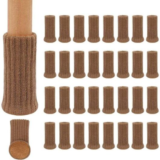 Non-Slip Knitted Chair Leg Socks, Fits 1-2 Inch Thick Chair Legs, Prevent Scratches and Reduce Noise, for Easy Movement, 24-Pack - Taupe MUMU