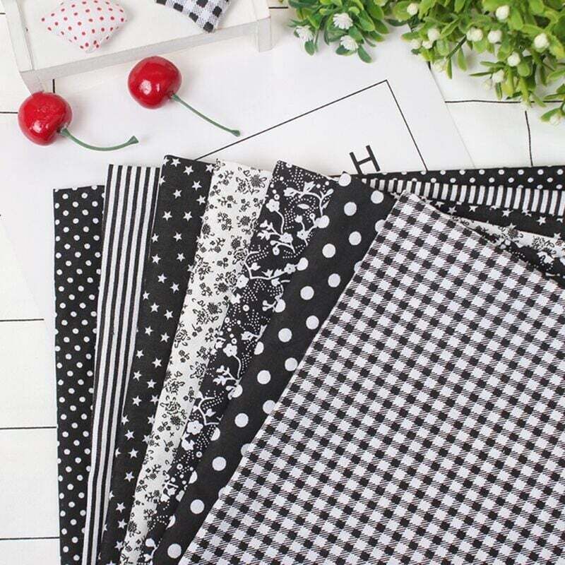 Pieces 50 x 50 cm Cotton Fabric Patchwork DIY Handmade Sewing Fabrics for Quilting Different Patterns Pure Cotton Fabric (Black) MUMU