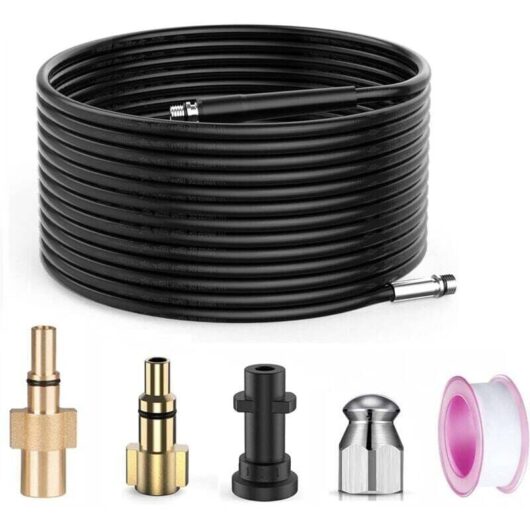 Sewer Drain Cleaning Hose Kit for One-Piece Pressure Washer M22 1/4 Pressure Washer 15m, Drain Cleaning Probe Drain Jet Nozzle MUMU