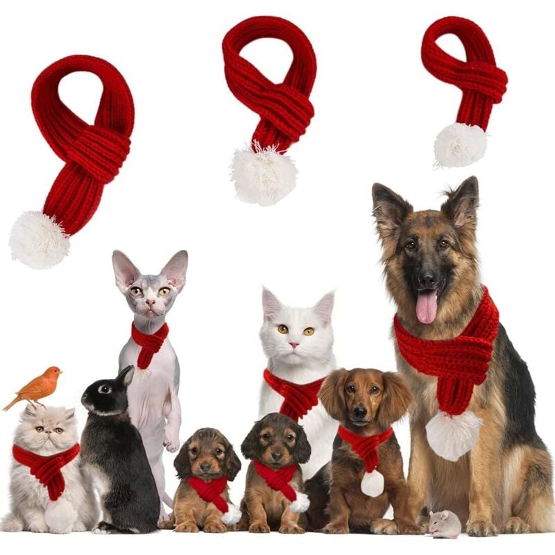 Tinor - Christmas Pet Scarf, Cat and Dog Costume Outfit Red Clothes for Christmas Decoration, Christmas Scarf Costumes Gift