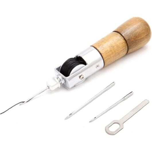 Tinor - Wooden Handle Leather Stitching Awl Kit, Professional Hand Stitcher Leather Hand Sewing Machine, Locking Tool for diy Stitching Kit Sewing