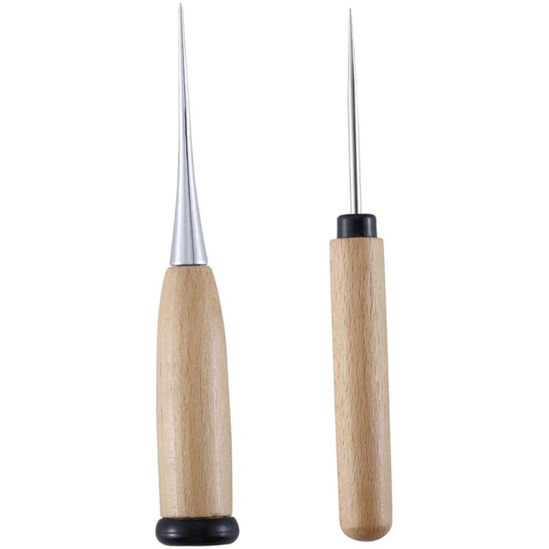 2 Pack Wooden Handle Sewing Awl Punch Punch Kit Sewing, Solid Awl Tool for diy Craft npterbl