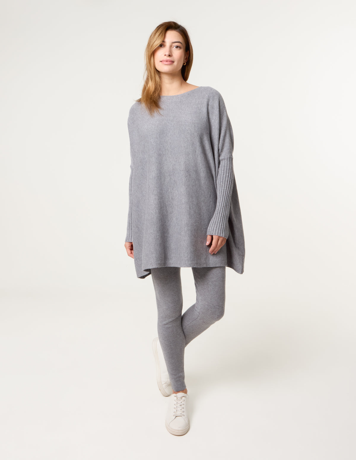 Knitted Oversized Set - ONE / GREY MELANGE