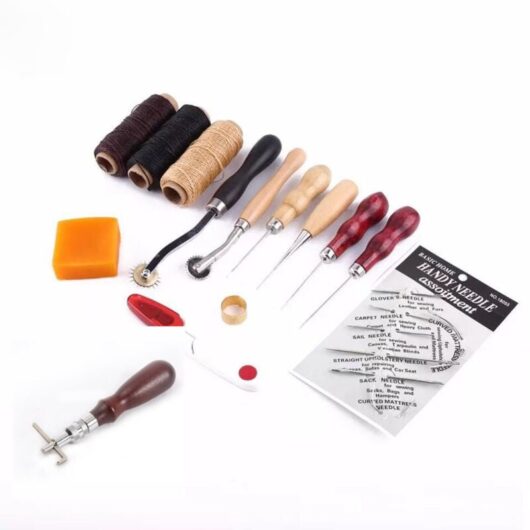 Leather Working Tools, Hand Stitching Sewing Thread Waxed Awl Thimble Kit 14Pcs Leather Sewing Repair Tools for Sewing Leather for diy for