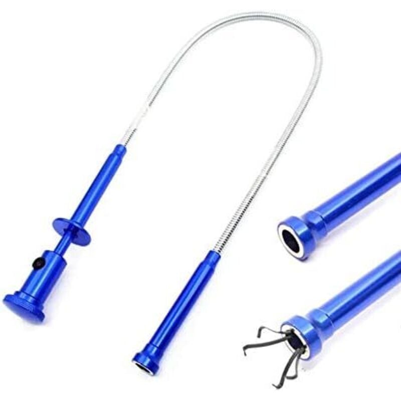Tinor - Magnet Pick Up, Flexible Grabber Reacher Magnetic Tool Long Spring Grip 4 Claw with led Light for Garden Home Toilet Gadget Sewer Cleaning
