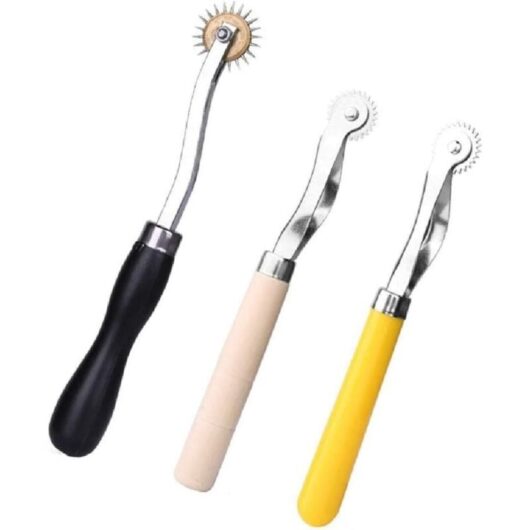 Tinor - Stitch Marking Spacer with Wooden Handle Needlepoint Tracing Wheel 3pcs Sewing Tools for Leather Craft Fabric Sewing Tool and Accessories