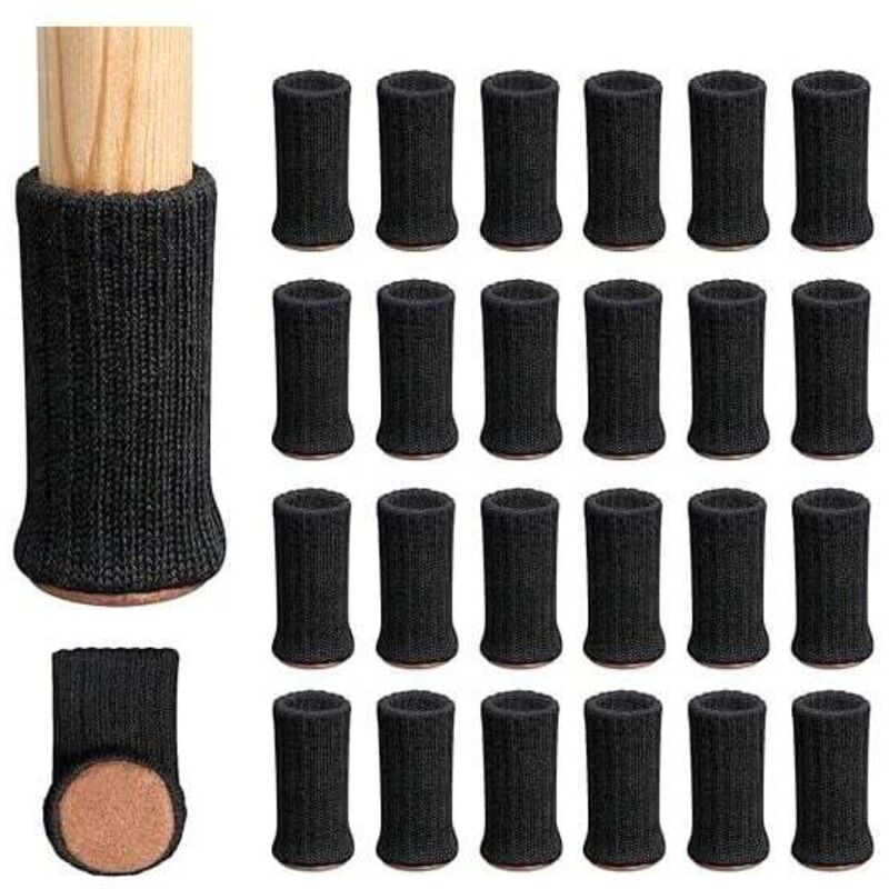 24 pieces chair leg socks, furniture feet, non-slip chair leg caps for chair legs with a diameter of 2.5 to 5.1 cm, black mumu