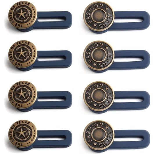 Aiperq - 8 Pack Pants Button Extenders, Elastic Jeans Buttons, Elastic Rubber Button Extenders for Jeans, Pants, Skirts or Cuffs