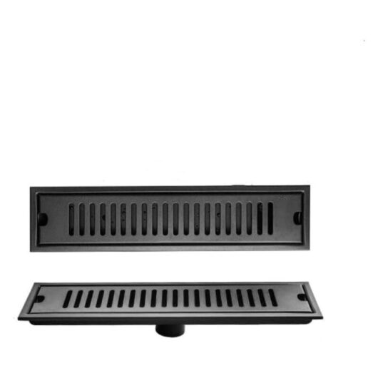 Aougo - Rectangle 304 Stainless Steel Black Baking Paint Bathroom Sewer Shower Room Floor Drains Length 20-50cm, Side 40x10cm