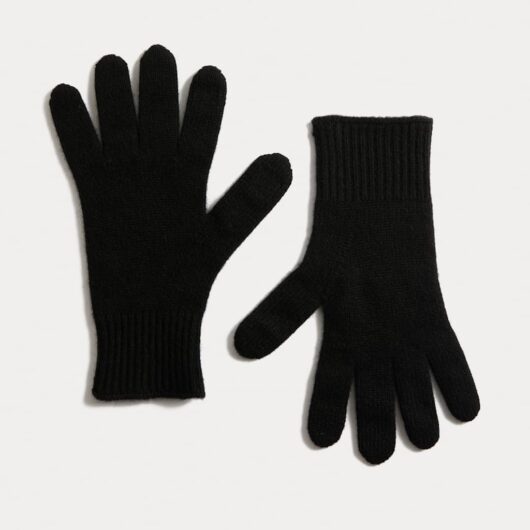 Autograph Men's Pure Cashmere Knitted Gloves - Black, Black,Charcoal