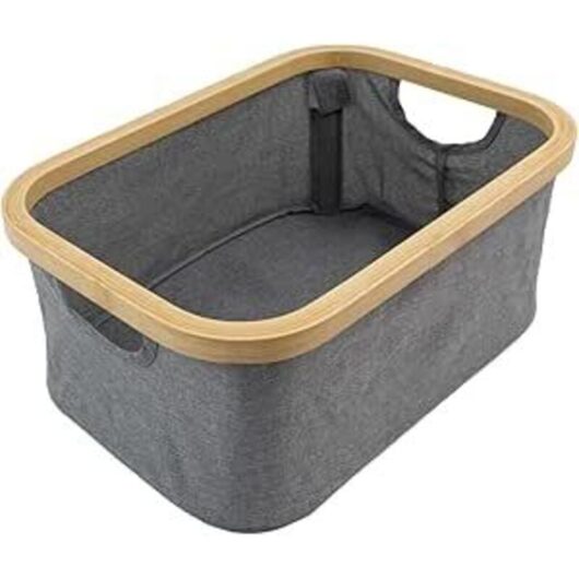 Bambanio Foldable Bamboo Storage Basket, 26L - Grey - JVL