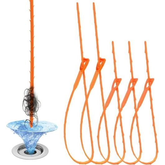CCYKXA 5Pcs Flexible Snake Cleaning Tool Set, 64cm Reusable Plumbing Sink Snake, 50cm Multi-Tooth Drain Clog Remover for Toilet Sewer Dredging