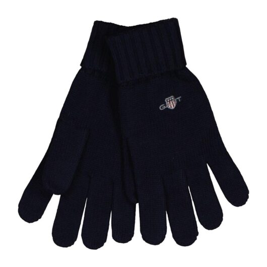Gant Men's Cotton Rich Knitted Logo Gloves - Navy, Navy